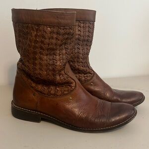 Frye Shirley Woven Huarache Mid Brown Leather Mid Cowboy Boots Womens 7.5